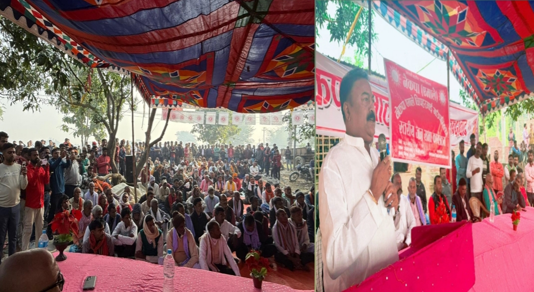 छिपहरमाईमा आयोजित जनसभामा पूर्वमन्त्री राजकुमार गुप्ताद्वारा केपी ओलीको नेतृत्वको प्रशंसा