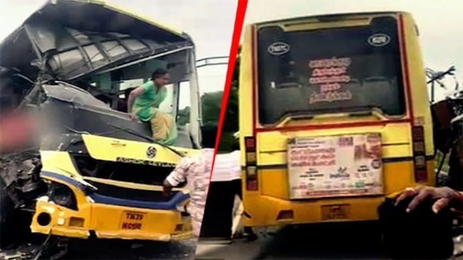 भारतको तमिलनाडुमा दुईवटा बस ठोक्किँदा ११ जनाको मृत्यु