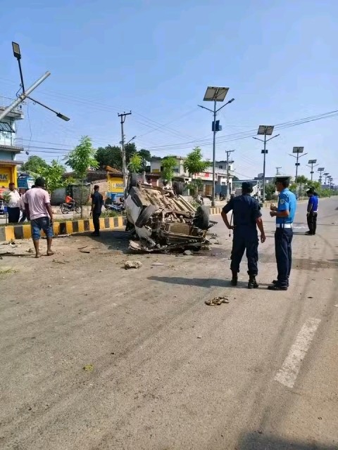 वीरगञ्जको बाईपासमा कार दुर्घटना हुँदा एकको मृत्यु, तीनजना घाईते