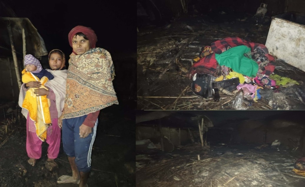 पर्साको श्यामपुर भेलाहामा आगलागी, करिब ५ लाखको क्षति ,चिसोमा पीडित परिवार बिचल्लीमा