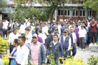सिंहदरबारभित्र अस्थायी, करार र दैनिक ज्यालादारी कर्मचारीको प्रदर्शन