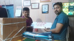 प्याब्सन महानगर अध्यक्ष श्रीवास्तवद्वारा भाथाधाम मन्दिरलाई ४ थान पंखा सहयोग