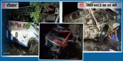 मापसे गरेका चालकले चलाएको ट्रकले दुईवटा बसलाई ठक्कर दिँदा आठ जना घाइते