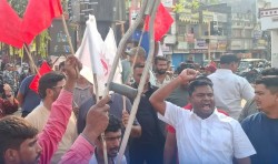 ओलीको गिरफ्तारीविरुद्ध वीरगञ्जमा एमालेको प्रदर्शन, सरकारविरुद्ध चर्का नारा