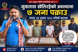 जुवातास खेलिरहेको अवस्थामा ७ जना पक्राउ, २९ हजार ५०० रुपैयाँ बरामद