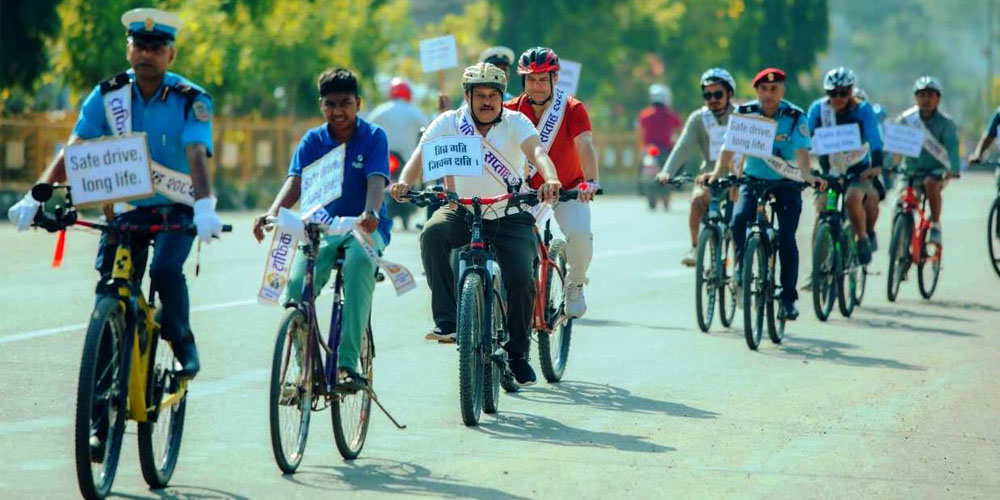 दुर्घटना न्यूनीकरणका लागि साइकल र्‍याली