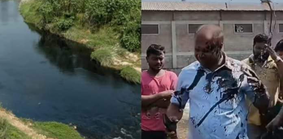 वीरगंजको सिर्सिया नदी प्रदूषणको विरोधमा उद्योगका लेखापालमाथि कालो मोबिल छ्यापियो