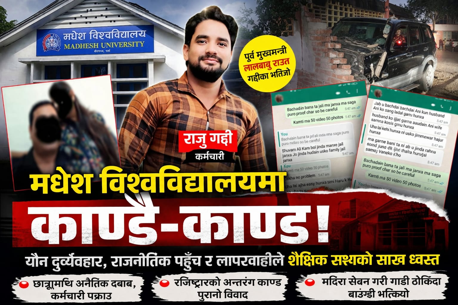 मधेश विश्वविद्यालयमा काण्डै–काण्ड , यौन दुर्व्यवहारदेखि लापरवाहीसम्म बेथिति उजागर