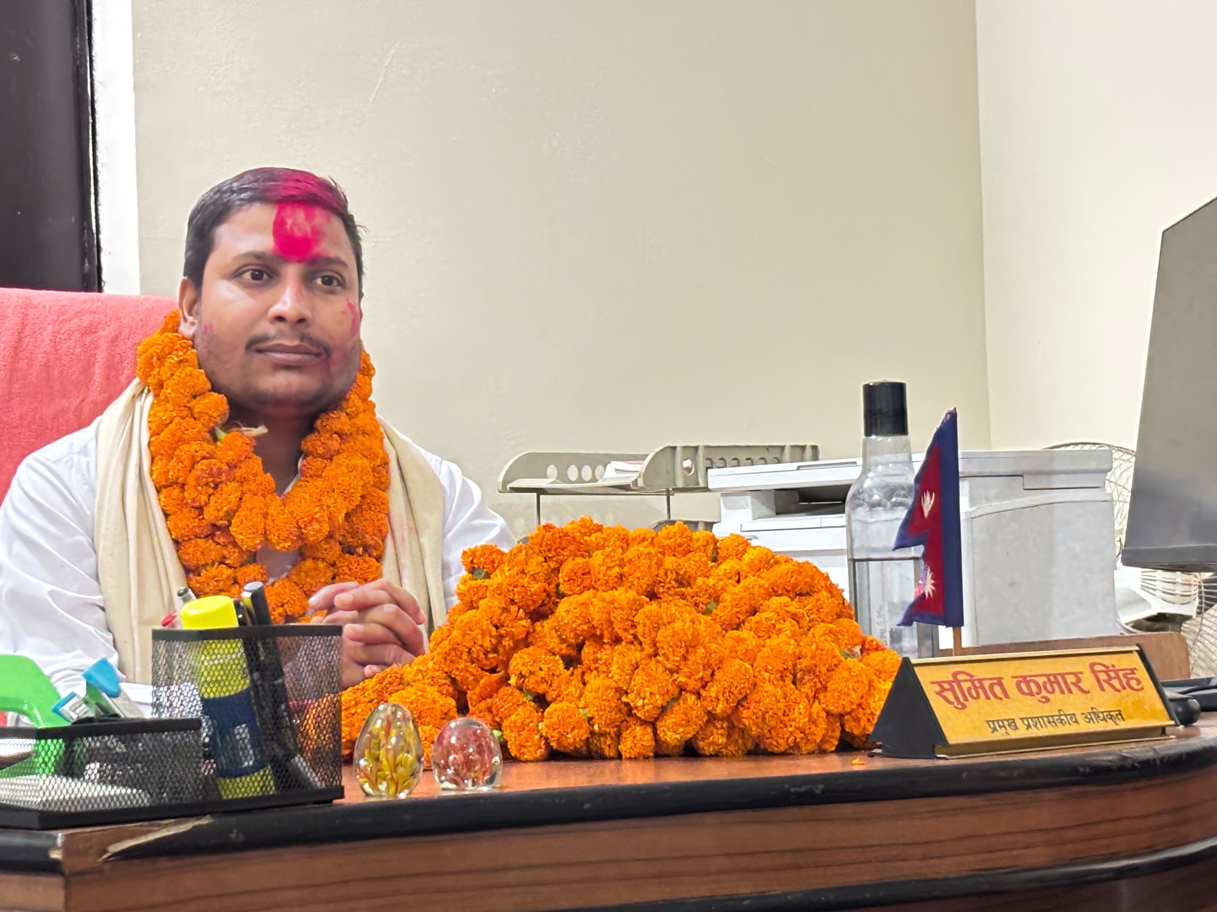 पकाहाँमैनपुर गाउँपालिकामा प्रमुख प्रशासकीय अधिकृत सुमित कुमार सिंहको स्वागत