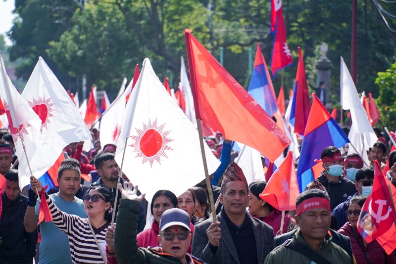 प्रतिगामी षड्यन्त्रविरुद्ध आज ७५३ वटै पालिकामा एमालेको जनप्रदर्शन