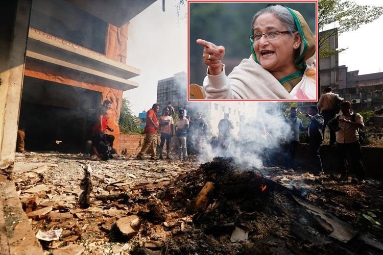 बङ्गलादेशमा पूर्वप्रधानमन्त्री शेख हसिनाको पार्टी कार्यालयमा आगजनी र तोडफोड