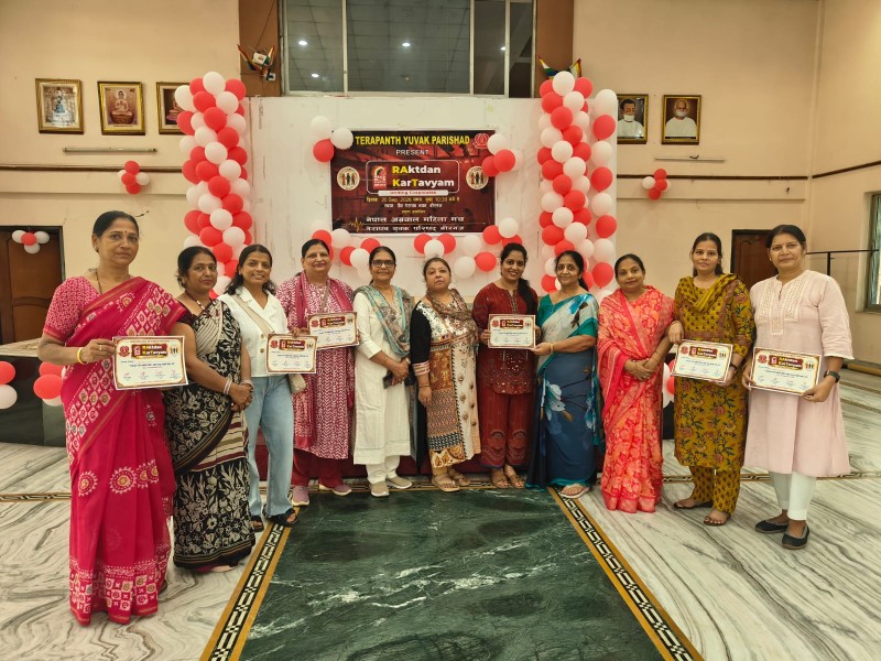वीरगञ्जमा तेरापन्थ युवक परिषद्को रक्तदान अभियान, ६५ जनाले दिए रगत