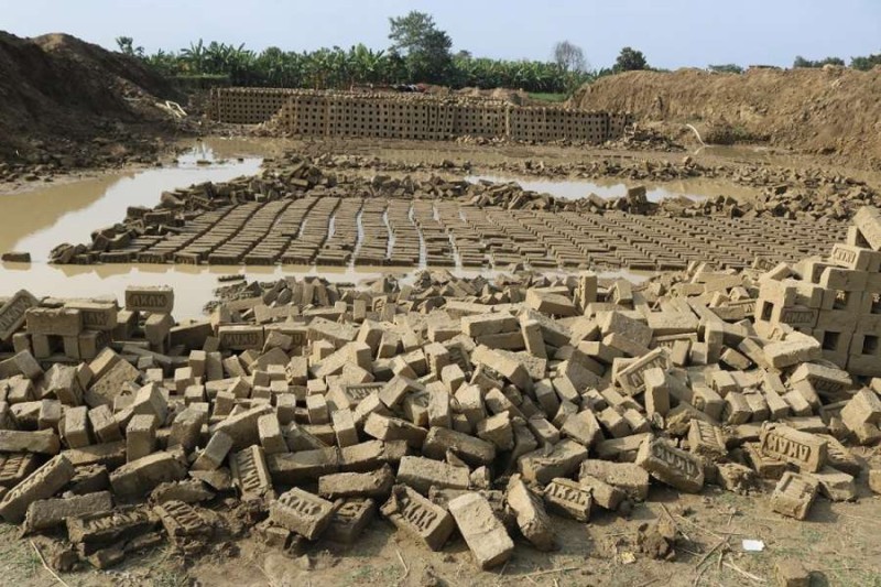 बेमौसमी वर्षाले ९ करोड बराबरको काँचो इँटामा क्षति