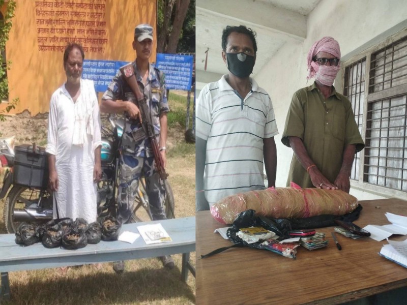 पर्साको दुई ठाउबाट मोटरसाइकल र गाजा समेत तीन जना पक्राउ