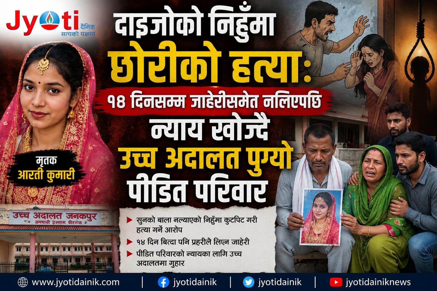 दाइजोको निहुँमा छोरीको हत्या : १४ दिनसम्म जाहेरीसमेत नलिएपछि न्याय खोज्दै उच्च अदालत पुग्यो पीडित परिवार