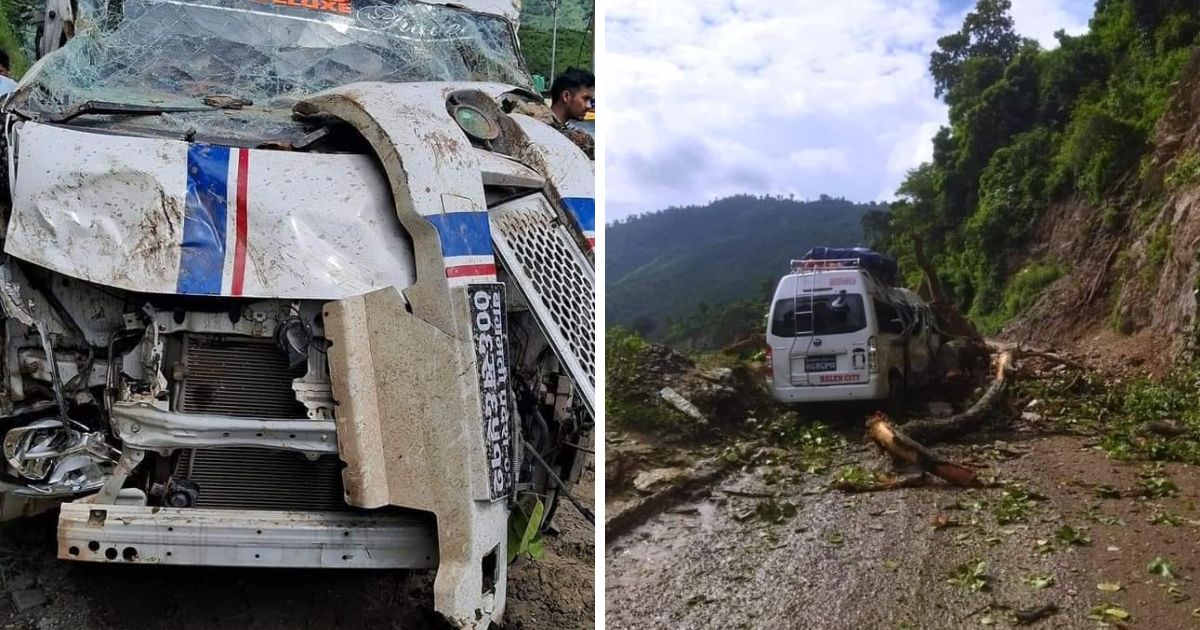 धादिङमा गुडिरहेको माइक्रो बसमाथि रुख ढल्यो, १० जना घाइते